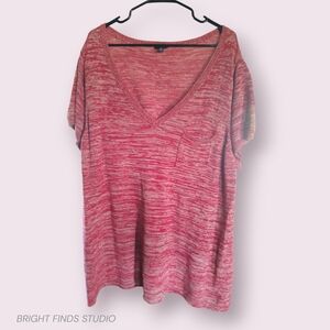 Torrid Red & Cream V-Neck Short Sleeve Knit Tee